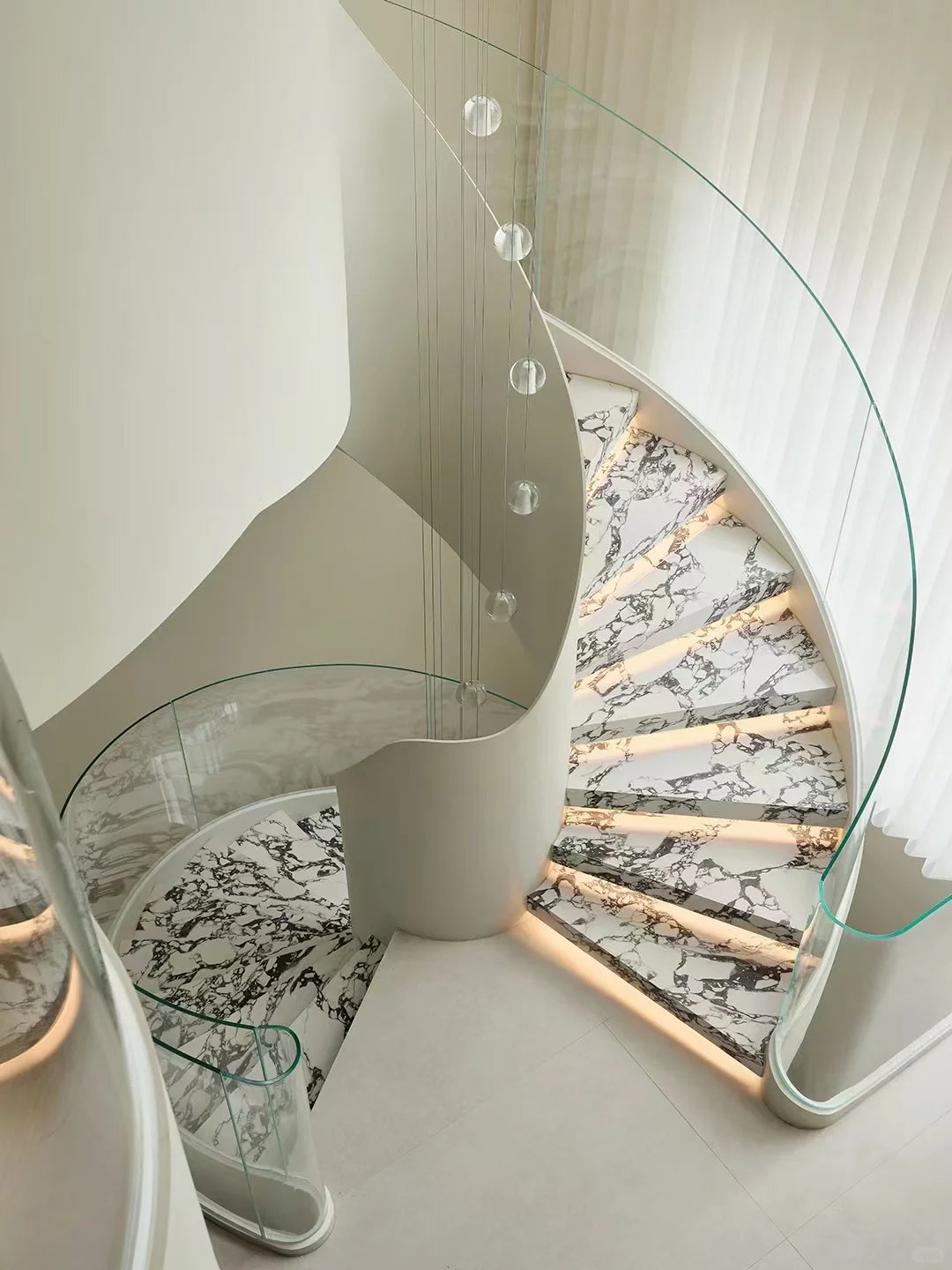 Modern style Bulgari white marble staircase