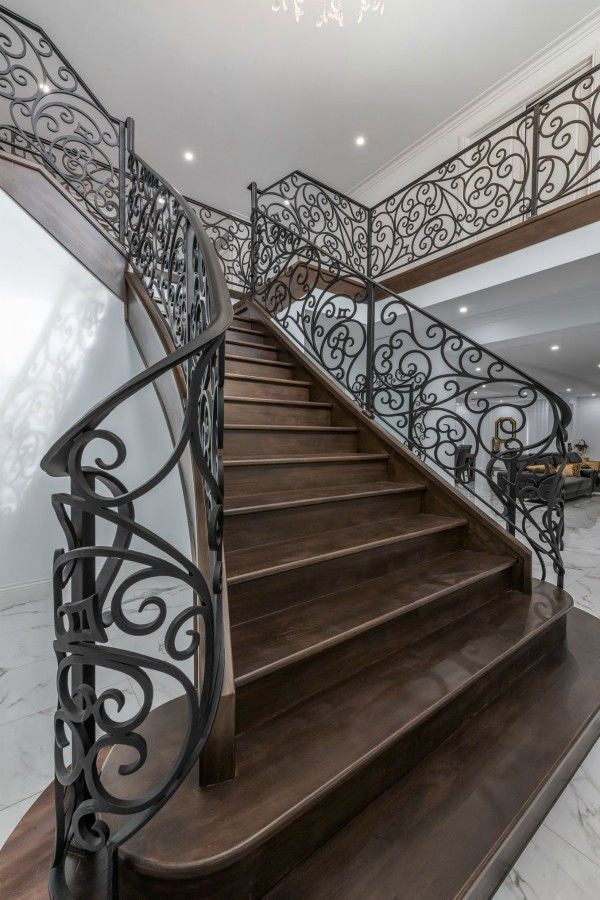 austaircase Curved Wrought Iron Stair Balustrade For Villa&Hotel Project