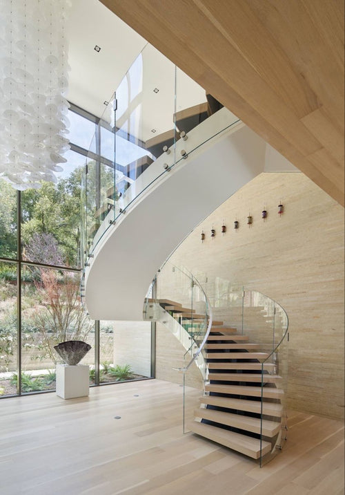 Bend Glass Railing Curved Staircase