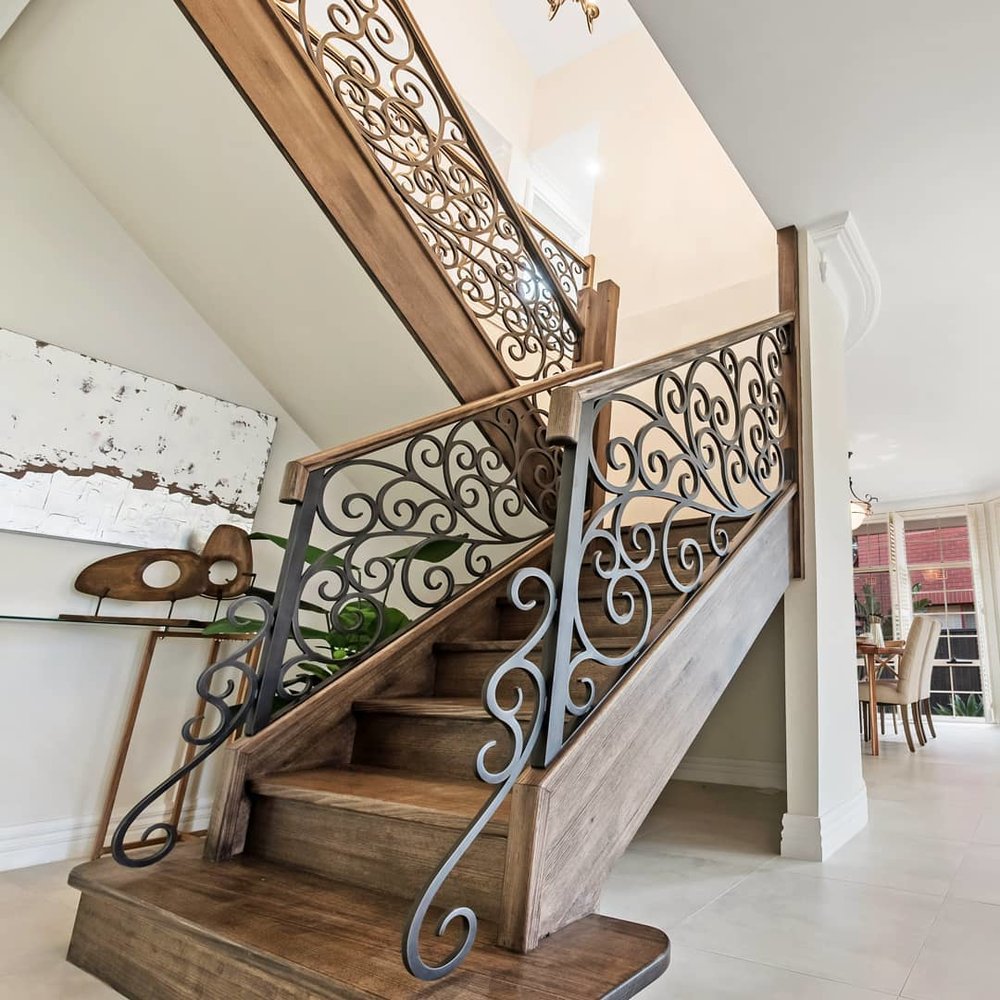 austaircase Curved Wrought Iron Stair Balustrade For Villa&Hotel Project