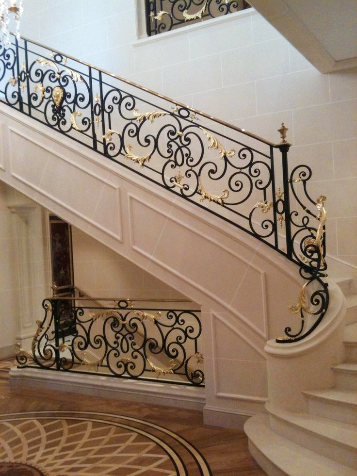 austaircase Ornate Iron Stair Balustrade For Luxury Homes