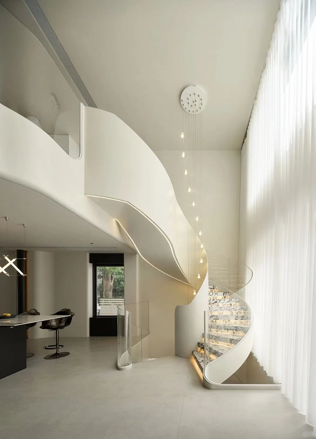 Modern style Bulgari white marble staircase
