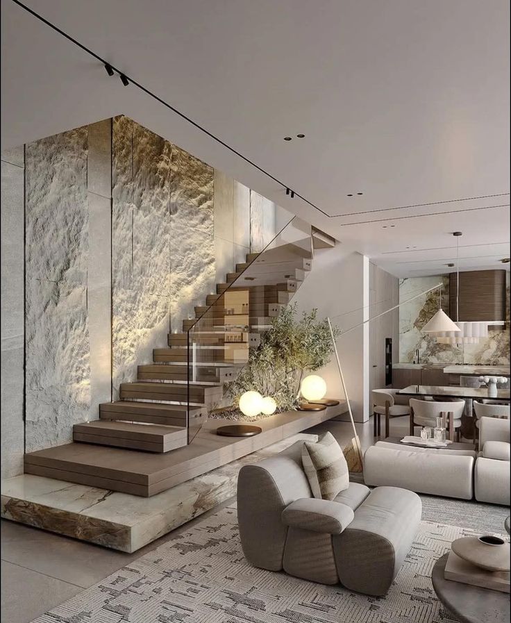 Contemporary interior stacking staircase