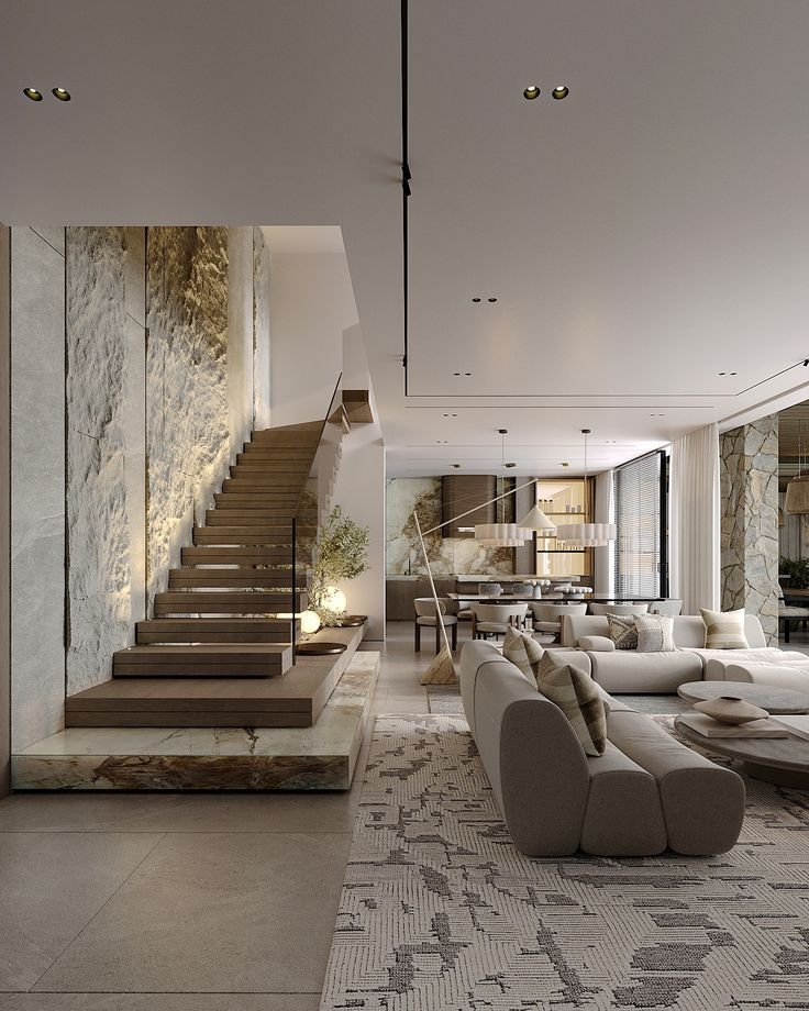 Contemporary interior stacking staircase