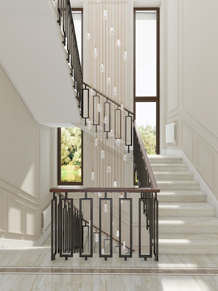 austaircase Modern Geometric Iron Stair Balustrade For Villa