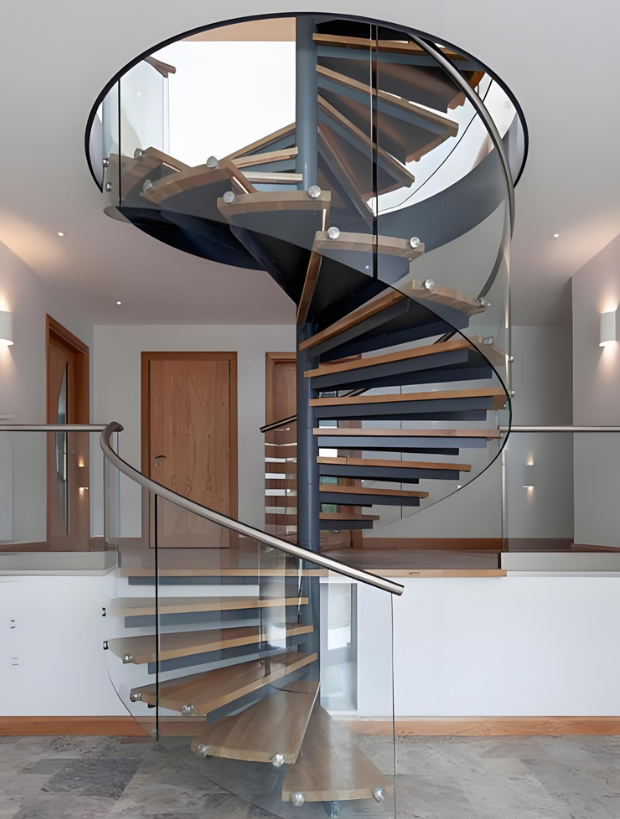 Heat Bent Glass Spiral Staircase