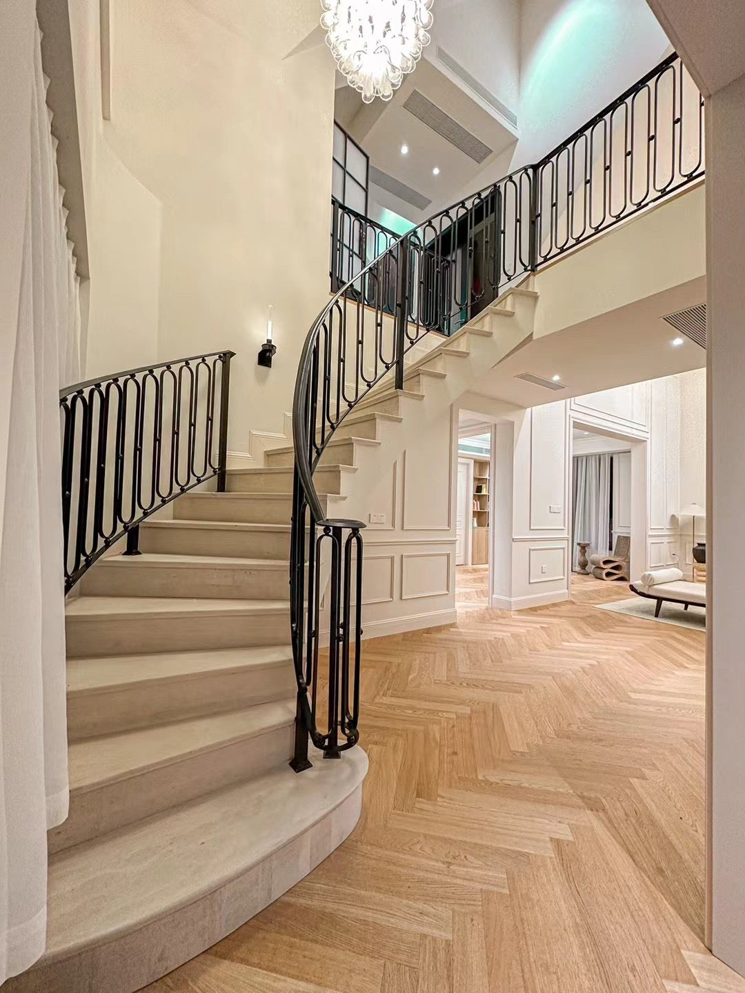 austaircase Curved Oval Loop Iron Stair Balustrade For Villa&Hotel