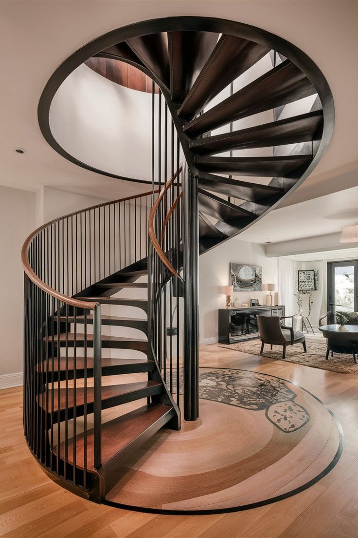 Modern Black Metal Spiral Staircase