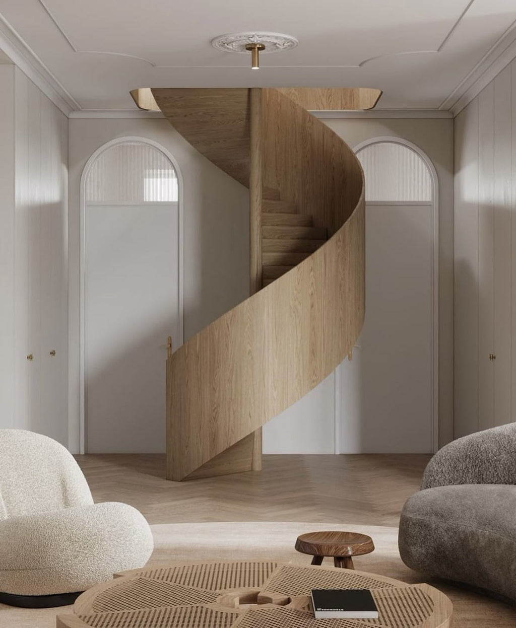 Modern Wooden Spiral Staircase