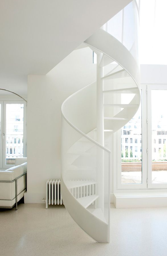 White Steel Spiral Staircase