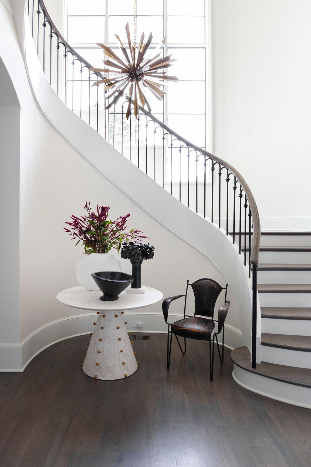 austaircase Curved Iron Stair Balustrade with Wood Handrail