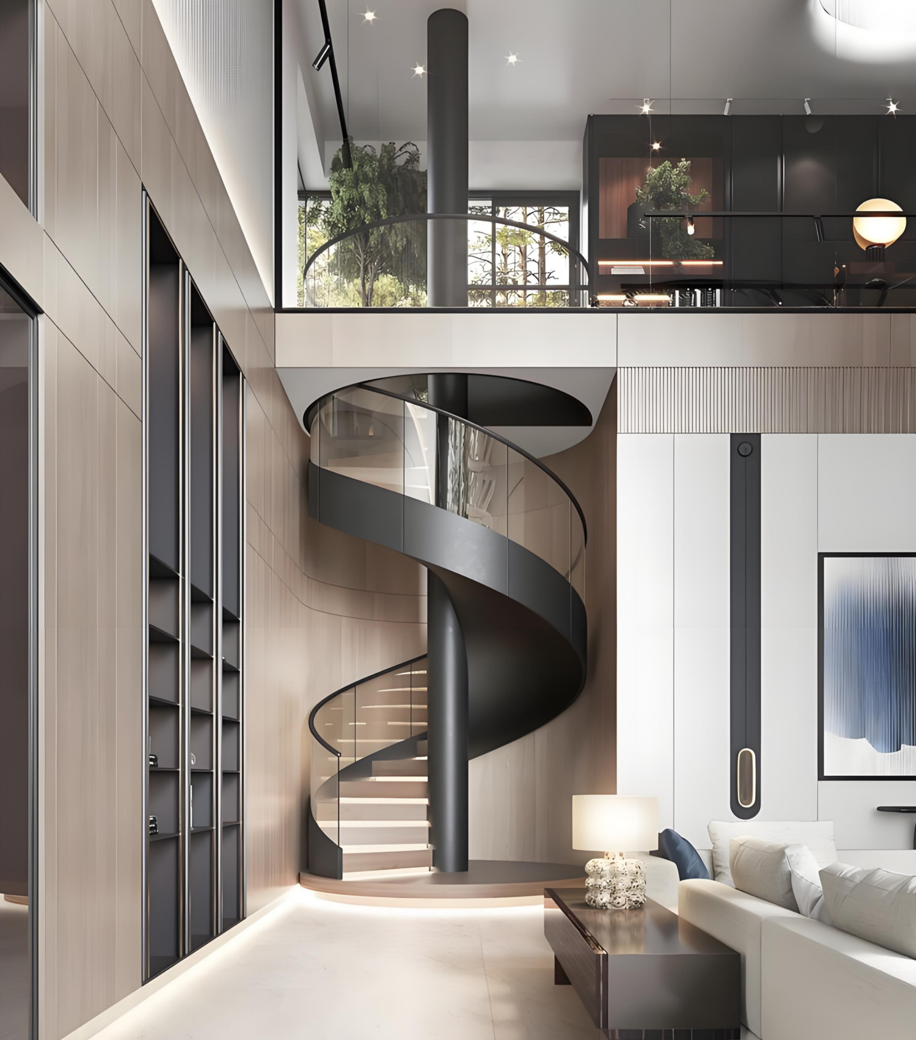 Heat Bent Glass Spiral Staircase