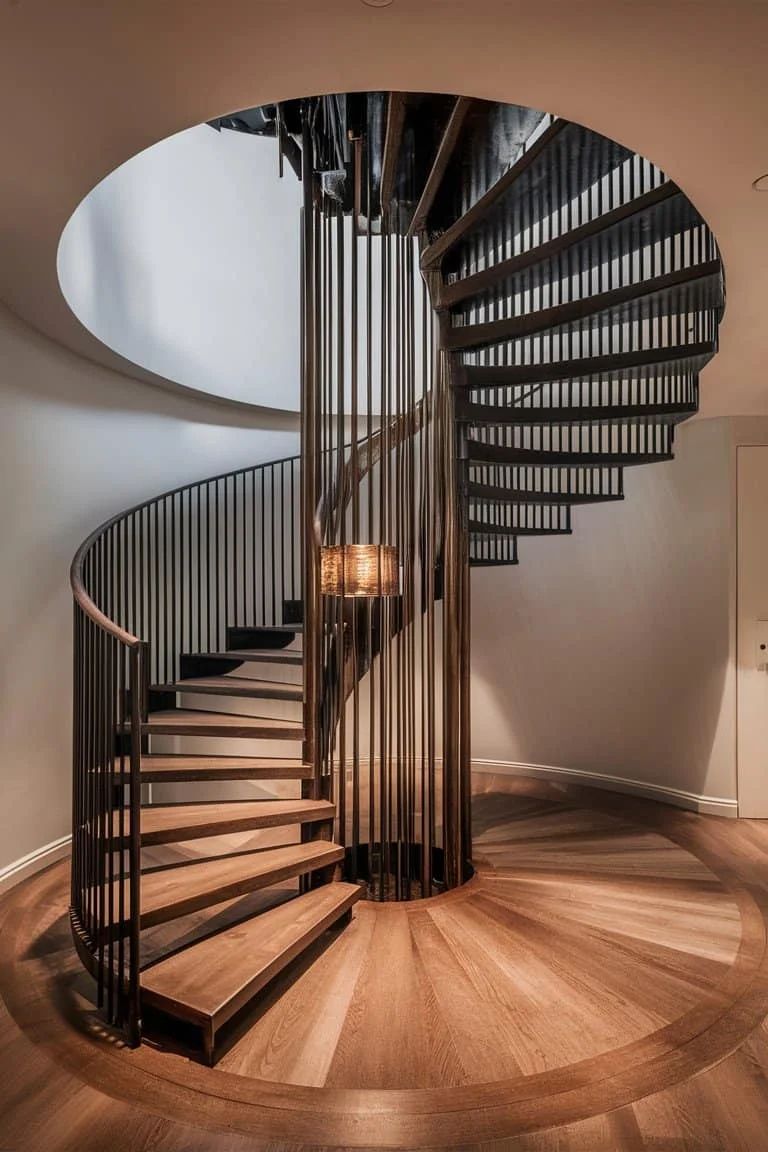 Modern Black Metal Spiral Staircase