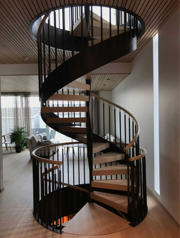Modern Black Metal Spiral Staircase