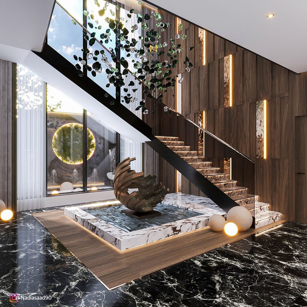 Luxury custom marble interior design staircase