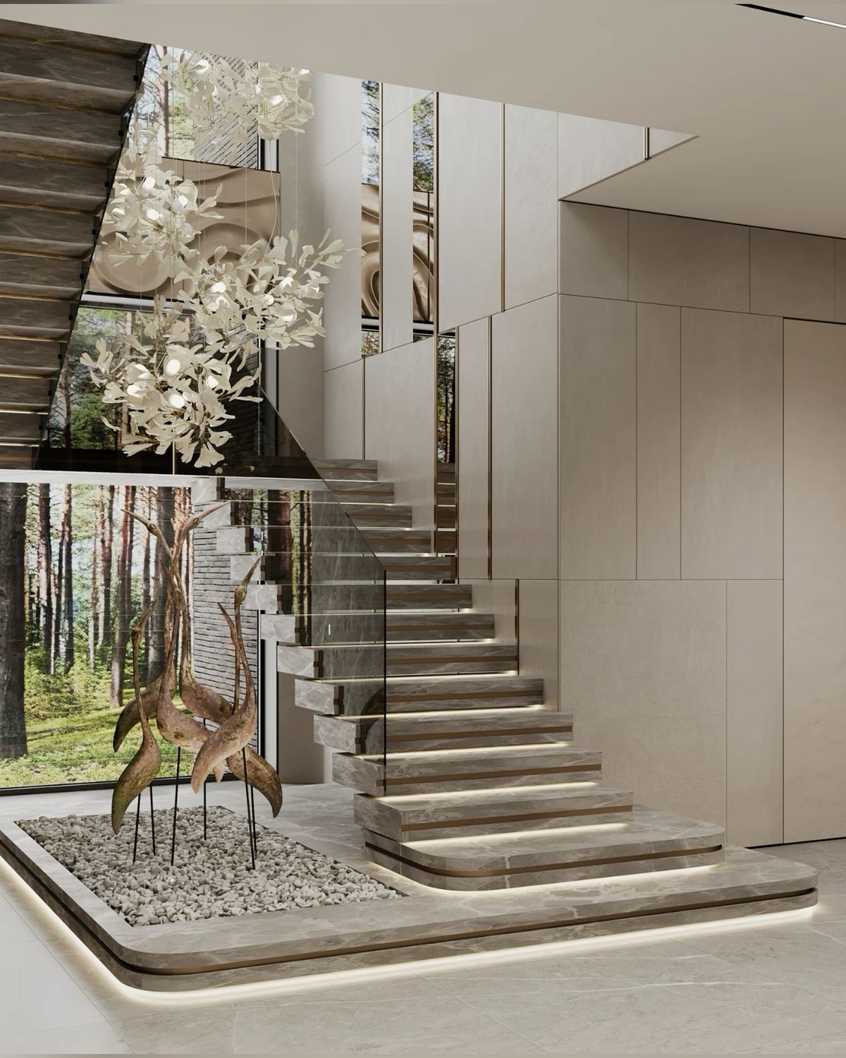 Luxury custom marble interior design staircase