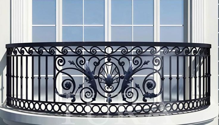 austaircase Matte Black Wrought Iron Railing For Hotel Project