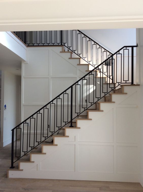 austaircase Modern Geometric Iron Stair Balustrade For Villa
