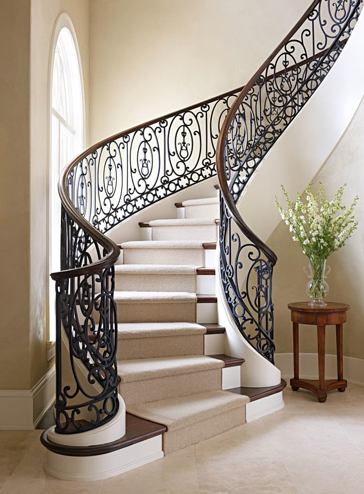 austaircase Premium Forged Iron Curved Stair Balustrade For Villa