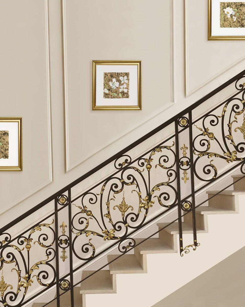 austaircase Luxury Grand Foyer Iron Stair Balustrade For Villa
