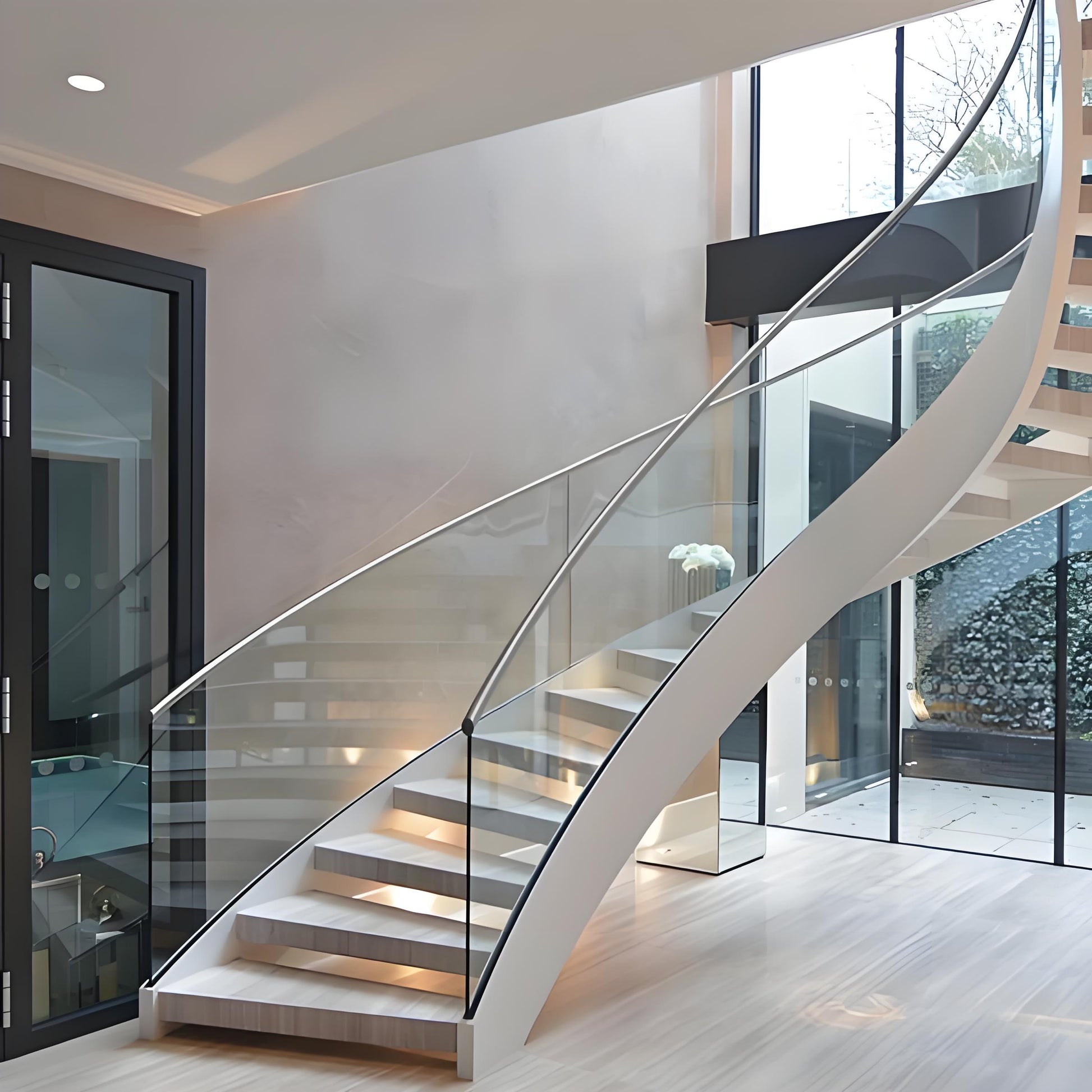 Bend Glass Railing Curved Staircase