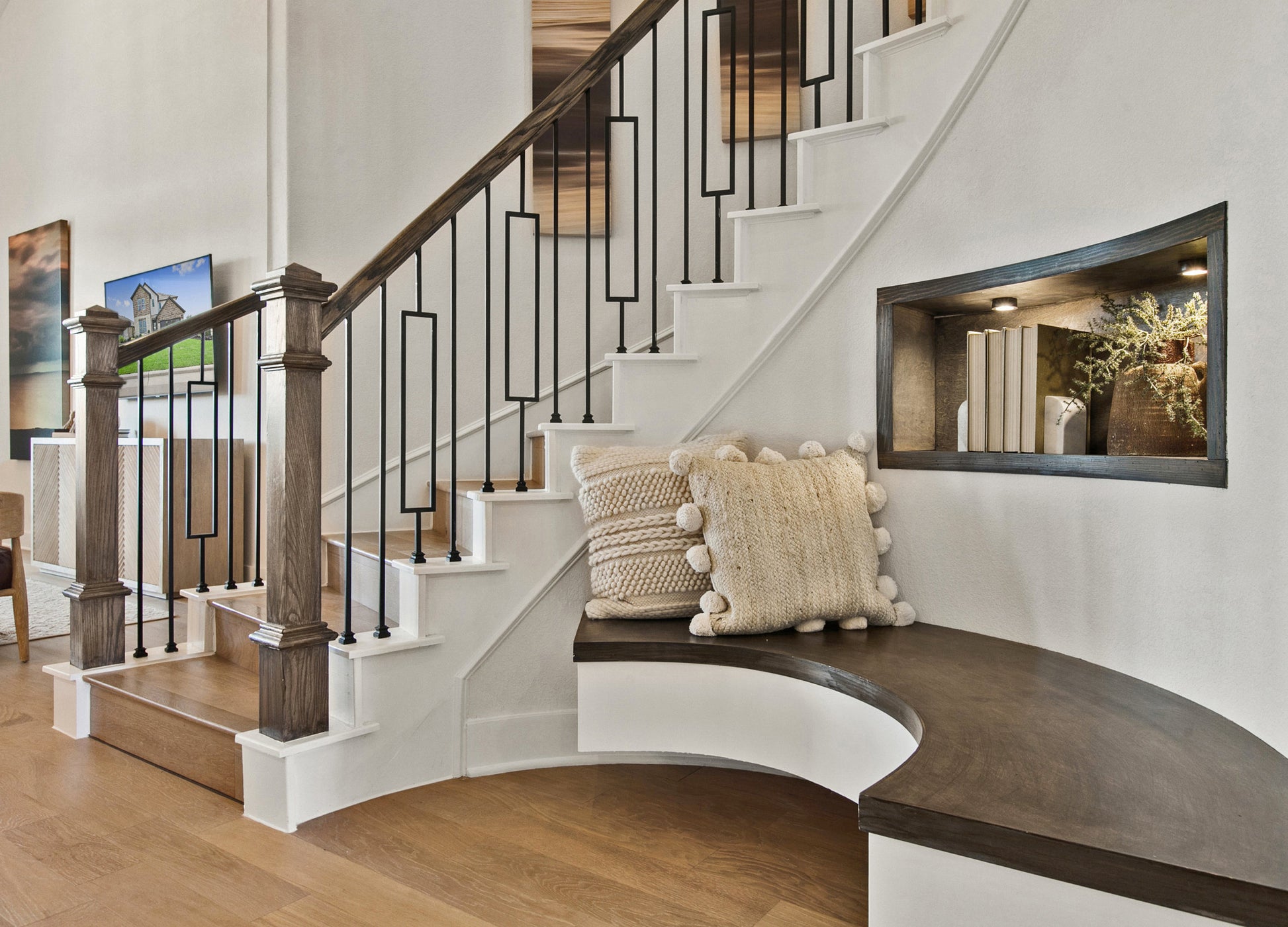 austaircase Modern Geometric Iron Stair Balustrade For Villa