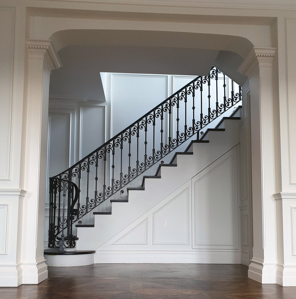 austaircase Villa Ornate Iron Stair Balustrade For Commercial