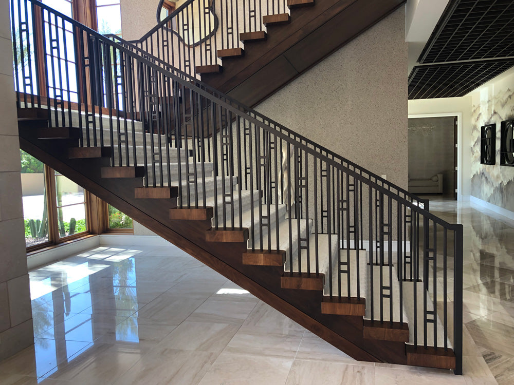 austaircase Luxury Geometric Iron Stair Balustrade For Villa