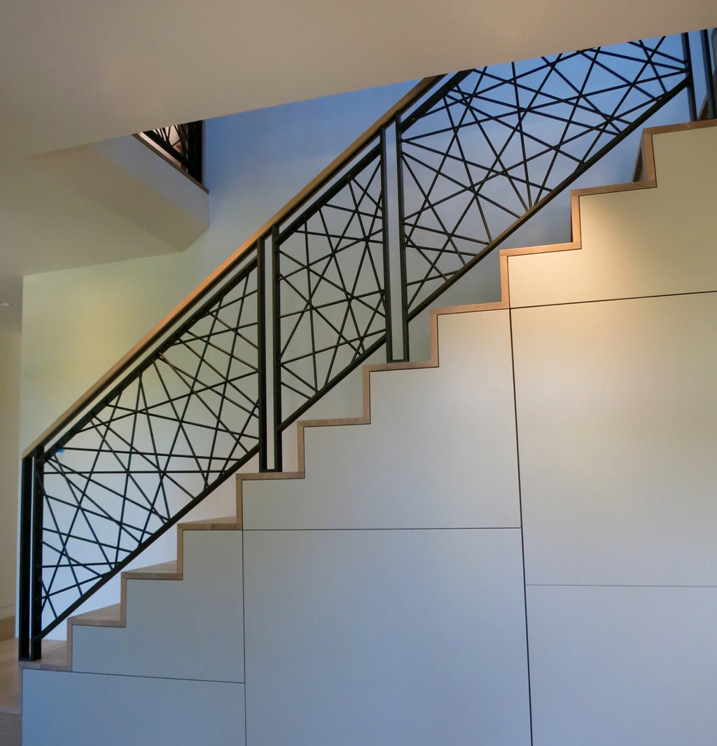 austaircase Modern  Geometric Iron Stair Railing For Villa