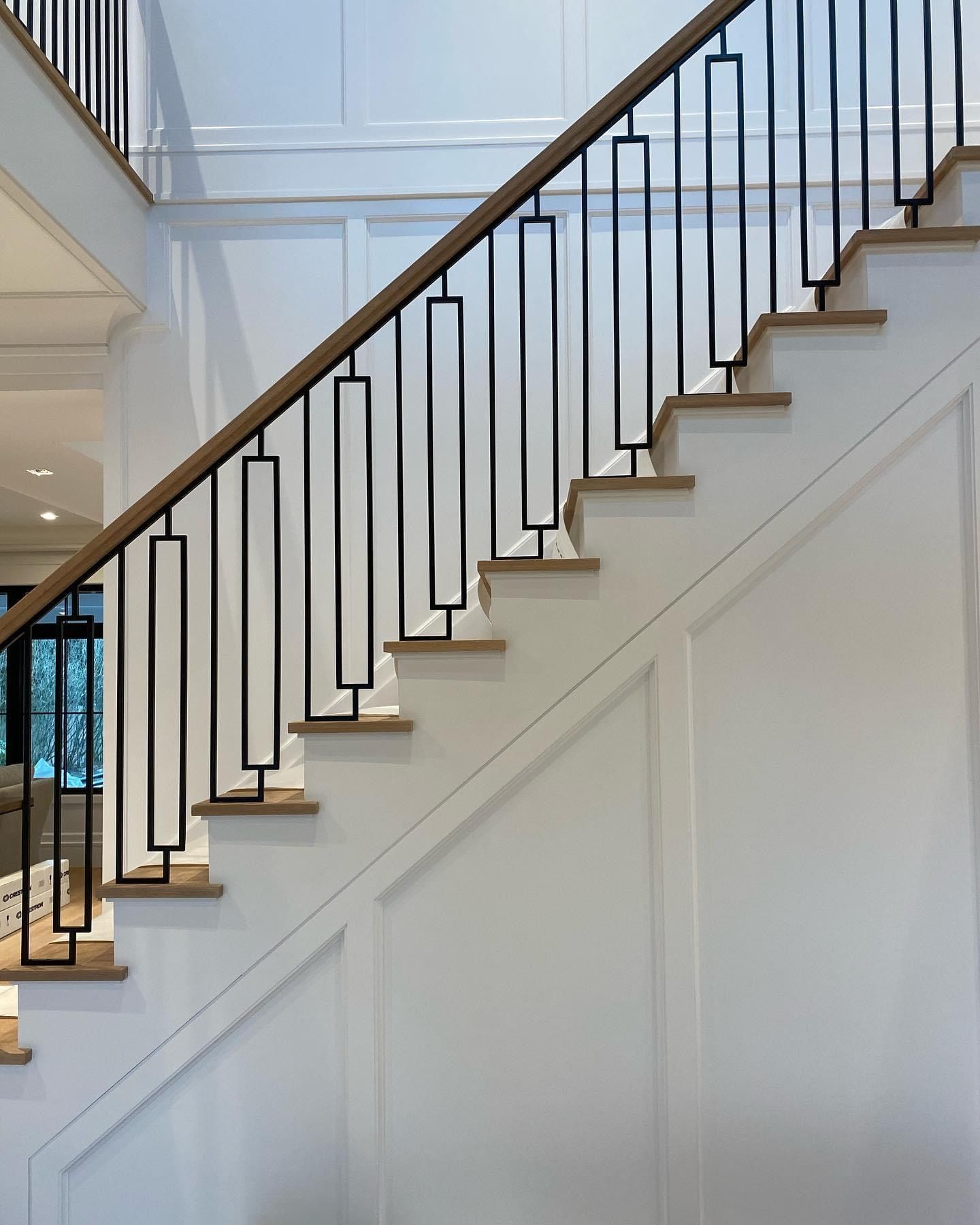 austaircase Modern Geometric Iron Stair Balustrade For Villa